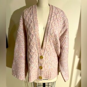 EUC Free People oversized pink cardigan